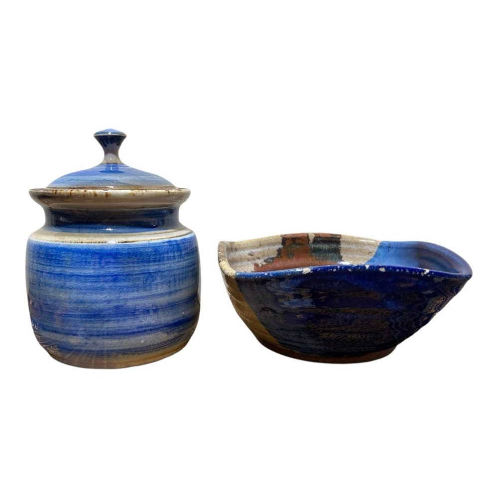 Handcrafted Art Pottery Set (Bowl & Jar with Lid)